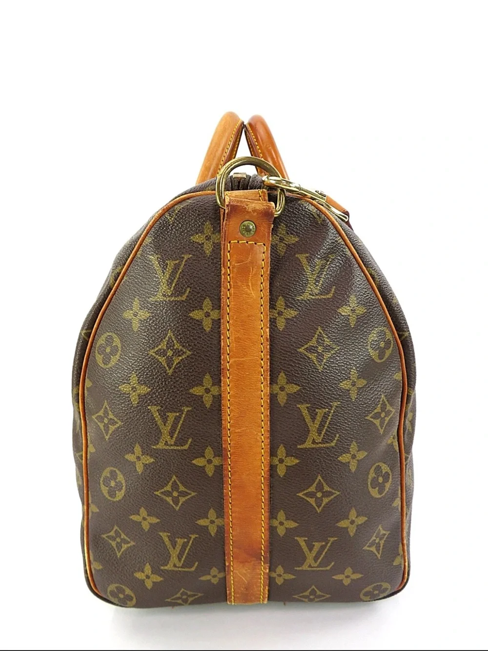 Louis Vuitton Brown Monogram Duffel with Tan Leather Strap